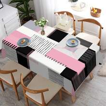 1/20 chiếc Khăn trải bàn hình học hiện đại - Vải polyester bền - Khăn trải bàn hình chữ nhật có sọc hồng, đen và trắng cùng màu sắc nổi bật - Nhà bếp, phòng ăn, trang trí tiệc dễ vệ sinh - Quà tặng gia đình phong cách, trang trí bàn ăn, phong cách đương đại, vải dễ vệ sinh - Nhiều màu - Xem 7