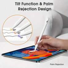 1 pieza Bolígrafo de lápiz táctil de aleación de aluminio blanco con 2 puntas, compatible con iPad Pro, Air, Mini, bolígrafo capacitivo para dibujar compatible con tabletas Apple actualizadas después de 2018
