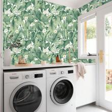Tropische Blattpflanzen Muster Tapete, wasserfeste selbstklebende Vinylfolie, leicht ablösbar und klebbar, abnehmbare Kontaktfolie, Bohemian Palmenblatt Blumentapete, 1 Rolle - 44cm x 3/5/10m, geeignet für Heimdekoration, Tapete, Wanddekoration, Schlafzimmer, Badezimmer, Wohnzimmer, Küche, Herbstdekoration, Möbel Renovierung Aufkleber, Schrank, Regalauskleidung Dekor, Mietwohnung Studenten Dekoration, Abschluss Einweihungsgeschenk