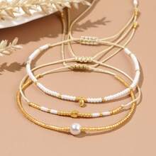 3 Stück/Set Damen Boho Stil Perlenarmband, modisch & vielseitig, geeignet für den täglichen Gebrauch und Urlaub, tolles Geschenk für schöne Damen