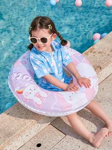 1 pieza Flotador de natación con forma de panda para niños, círculo inflable de dibujos animados para debajo del brazo para principiantes, equipo de natación de verano lindo y flotante