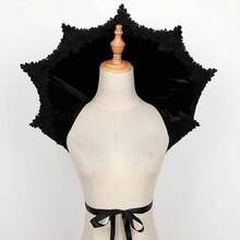 Women's Gothic Vampire Collar Cosplay Cape, Victorian Style, Show Mysterious And Elegant Charm, Suitable For Halloween, Stage Performances And Role-Playing Occasions - màu đen - Xem 6