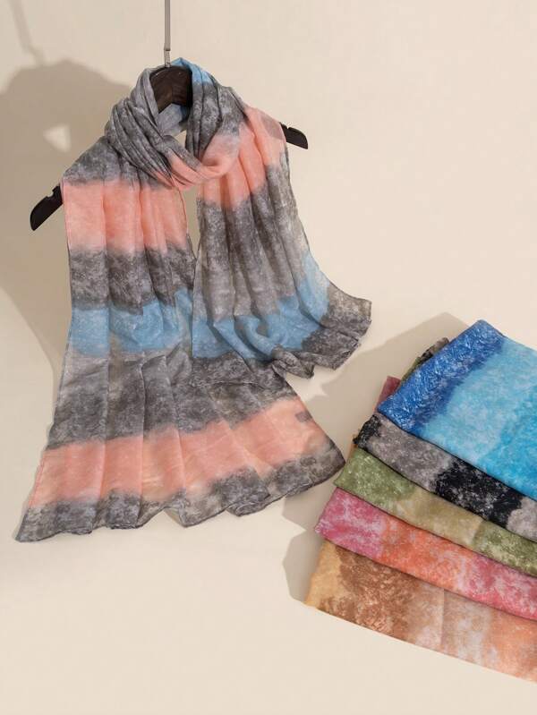 1pc Elegant Ombre Woven Fabric Middle Eastern Style Scarf, For Women, Spring/Summer