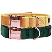 Local Delivery-ARING PET Velvet Dog Collar And Leash Set, Soft Purple Dog Collar And Leash, Adjustable Collars For Dogs - Dark Green - View 4