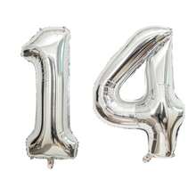 2pcs Large 40inch Silver Digital Aluminum Film Balloons, Big Number 0-9 Balloon, Birthday Party Anniversary Wedding Decorations - Silver - View 29