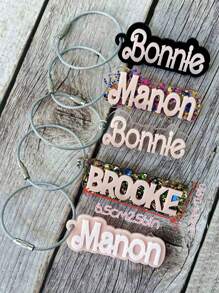 1pc Custom 3D Name Acrylic Keychain - Personalized English Letter Tag With Silver Coil, Unique Key Pendant Ornament Decoration Gift, Can Be Used For Backpack, Party, Mother's Day, Graduation, Birthday Gift - Perfect Gift For Women | Fashion Accessories | Pink Letters, Personalized Pendant
