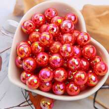 8mm 200/100pcs Red Acrylic Beads, Round Beads, Straight Hole Design, Suitable For DIY Handicrafts, Necklace And Mobile Phone Ornaments