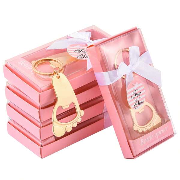 12pcs/Set Foot Shaped Key Chain Bottle Opener, Reveals Gender & Party Preferences, Birthday Party, Gift Giving, Valentine's Day, Kitchen & Bar Supplies, Party Favor