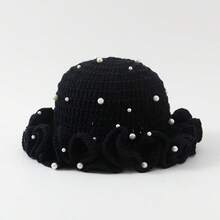 1pc Women's Y2K Style Handmade Crochet Ruffled Knit Hat, Hollow Out Knitted Bucket Hat, Suitable For Daily Wear, Photography, Party, Picnic, Outdoor, Autumn/Winter, Valentine's Day - A - View 31