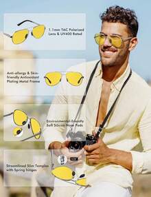 LUENX Aviator  For Men Women Polarized -  Protection, Stylish Shades, Driving, Outdoor Activities - Yellow - View 4