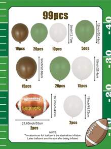 99 Stücke/Set Fußball Bogen Dekorationsset, enthält Fußball Folienballons, grüne, khakifarbene, weiße Latexballons, geeignet für Themenfeiern, Geburtstage, Sportdekorationen, Innen- und Außenfotorequisiten