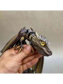 Juguete de modelo impreso en 3D, juguete de dragón volador genial con boca móvil, dragón emplumado impreso en 3D, modelo de dragón volador, modelo de juguete de dragón con articulaciones móviles, decoración de escritorio para el hogar, modelo de juguete de dragón coleccionable