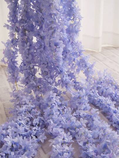 165cm Chiffon Lilac Flower Garland, Party & Wedding Hanging Decor, 1pc. Blue-Purple Artificial Flower Vertical Vines, Hangable. For Wedding Decor, Garden Decor, Living Room Decorations, Room Decor, Outdoor Decor, Home Decor, And Party Decor.