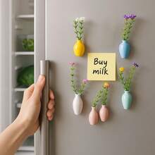 5PCS Cute Mini Vase Magnets For Fridge Tiny Magnetic Bud Vases For Women Flower Pots For Refrigerator Decor Kitchen Home Thoughtful For Plant Lovers - Multicolor - View 1