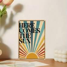 1 pièce Vintage 'Here Comes The Sun' Panneau Métallique, Art Mural Rustique en Fer avec Rayures Colorées pour la Maison, le Bar, la Cuisine, le Jardin, la Salle de Bain, Parfait pour la Décoration de la Pièce