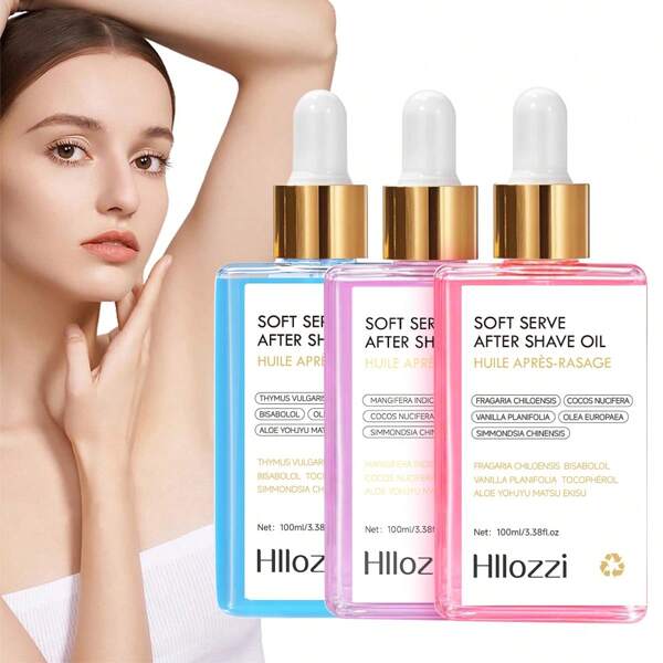 Hllozzi 100ml/3.38fl.Oz 1PC Strawberry Vanilla Aftershave Oil - Soothing Moisturizing Beard And Face Oil, Hair Removal Aftershave Care, Body And Face Moisturizer, Moisturizer, Summer Refreshing, Gentle And Non-Irritating, Suitable For All Skin Types, Makes A Perfect Holiday Gift