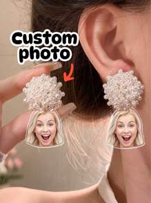 1pc Custom Face Earrings, Fiance Earring, Engaged, Bachelorette Party, Bachelorette Weekend, Gifts For Him, Bachelorette Jewelry, Bridal Jewelry,Maid Of Honor Gift, Groom Earrings,Personalized Gifts, Holiday Decorations