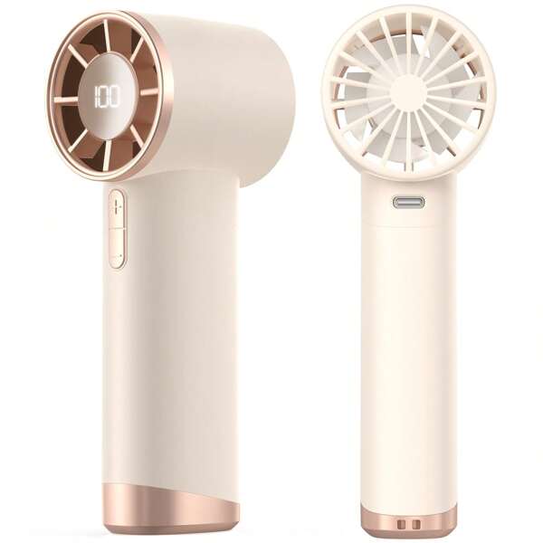 Portable Handheld Fan, Speed (1-100) Adjustable Turbo Mini Fan, 3000mAh Battery Rechargeable Personal Fan With Metal Body, Digital Display, Gifts For Women Men Travel/Camping/Outdoor-Grey