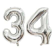 2pcs Large 40inch Silver Digital Aluminum Film Balloons, Big Number 0-9 Balloon, Birthday Party Anniversary Wedding Decorations - Silver - View 27