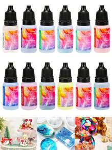 10 ml 24 couleurs Pigment de couleur unie macaron, agent colorant fait main pour la résine époxy, pour la peinture sur résine, la fabrication de dessous de verre, les bijoux artisanaux