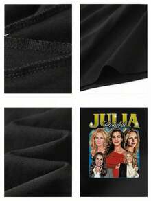 Men's Fashionable Graphic Tee Julia Roberts Collage Print Short Sleeve Summer Casual TShirt - Black - View 4