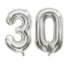2pcs Large 40inch Silver Digital Aluminum Film Balloons, Big Number 0-9 Balloon, Birthday Party Anniversary Wedding Decorations - Silver - View 12