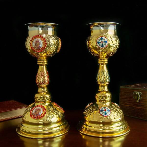 Orthodoxer Kelch, premium Zinklegierung Kelche mit exquisiten religiösen Motiven für religiöse Zeremonien und Heimdekoration