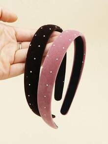 2 pezzi Fasce per capelli in velluto rosa e caffè, accessori per capelli di lusso con strass, adatti per appuntamenti, regali, feste, abiti da sera, accessori rosa, fasce per capelli per donne, accessori per capelli, cerchietti per capelli - Caffè + Rosa - Visualizzare 9