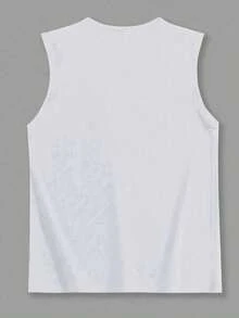 Outfits 220g Tank Has "ADAM SANDLER" Text And 100% Cotton Collage Of His Characters - White - View 3