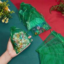 Pack Of 100 Gift Organza Bags Light Green