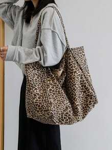 Women's Large Capacity Leopard Print Handbags, Customizable Names, Fashionable Retro Shoulder Bags For Female College Students, New White-Collar Families, Suitable For Office, University, Work, Business, Commuting, Outdoor, Travel, Outings, Cheetah Print Bags For Women, Leopard Print Returns