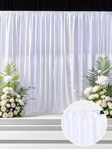 1 Piece Luxurious Elegant White Chiffon Satin Backdrop Curtain - White Polyester Polyester Stretch Fabric, Wrinkle And Fade Resistant - Perfect For Weddings, Parties, Ceremonies And More - Elegant Decoration For Brides, Anniversaries, Birthdays And Engagements