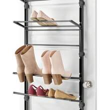 24 Pair Over-Door Shoe Organizer Sturdy 8-Tier Storage Rack Durable Metal Easy Installation Closet Entryway Solution - 黑色 - 查看 3