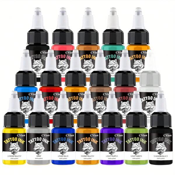 18-Piece Professional Tattoo Ink Set - Oil-Based, Long-Lasting, High-Pigment Colors In 18 Dynamic Shades (Black, Blue, Green, Yellow, Orange, Red) For Professional Tattoo Artists & Enthusiasts - Vibrant, Fade-Resistant, Sterile & Vegan-Friendly Formula - Ideal For Sleeves, Cover-Ups & Detailed Body Art