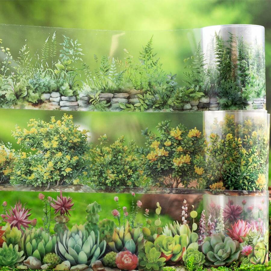 1 Roll Gardening Plant Themed Decorative Craft Tape, DIY Decor For Scrapbooking, Journal, Gift Box, Sticker School Supplies, Back To School