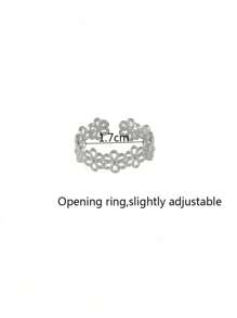 1 pieza Anillo de estilo francés dulce con un diseño de flor calada y flores delicadas de encaje, con un Charm único para San Valentín