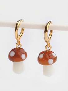 1 par de aretes novedad en forma de champiñones, joyería delicada para damas de honor