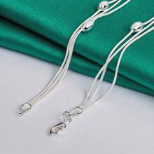 1pc Charm 925 Silver Plated 45cm Exquisite Luxury Snake Chain Tassel Beads Necklace Women Elegant Gift Party Fashion Jewelry Accessories