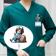 1 rolă retractabilă pentru insignă de identitate cu tematică de asistentă medicală, material acrilic durabil (PMMA), esențială pentru asistente medicale, medici, asistent medical autorizat și asistent medical practic, accesoriu pentru birou, cadou pentru prieteni și colegi