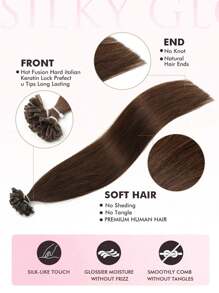 50 extensiones de cabello humano liso con punta en U, color natural, de 30 a 55 cm, invisibles, con base de seda y sin costuras, para mujeres.