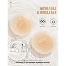 Nipple Covers No Show,  2 Pairs Sticky Adhesive Silicone Nipple Pasties For Women Reusable Pasty Strapless Bra Dress