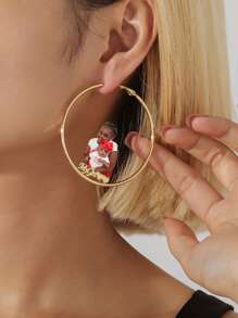 1 pièce Boucles d'oreilles créoles, Boucles d'oreilles créoles avec plaque signalétique, Boucles d'oreilles personnalisées avec photo, Cadeaux personnalisés pour elle, Personnalisation personnalisée d'images avec noms, Boucles d'oreilles , Styles , Styles familiaux, Articles uniques