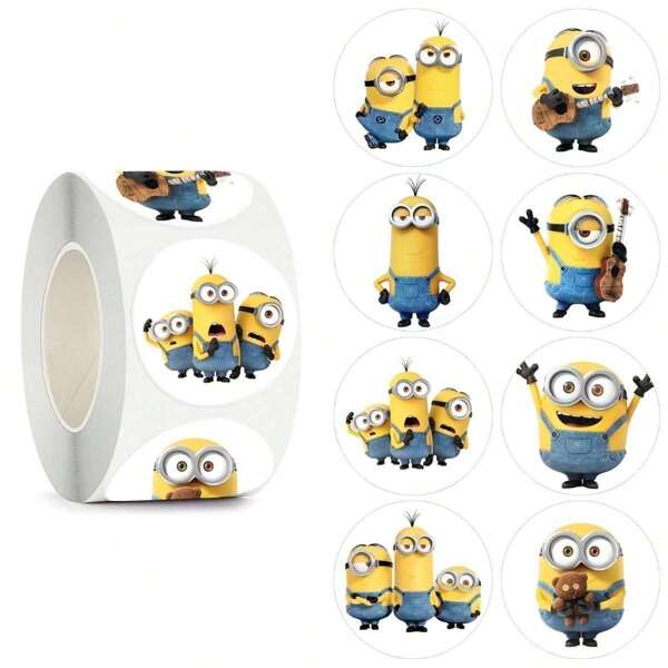 Minions 500 Stück Aufkleber, thematische Aufkleber für DIY, Aufkleber Rollen als Belohnung, Kindergarten Dekor Siegelaufkleber, Etiketten