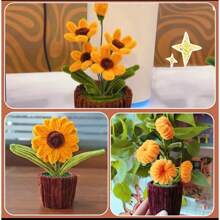 300 Stücke flauschige Pfeifenreiniger Bastelbedarf, goldene Bouquet-Zubehör, Sonnenblumen-Pfeifenreiniger im Großeinkauf, DIY Blumenstrauß Set, Pfeifenreiniger Sonnenblumen Bouquet Herstellung, Bastelbedarf, Abschlussgeschenk, Hochzeitsgeschenk, Muttertagsgeschenk