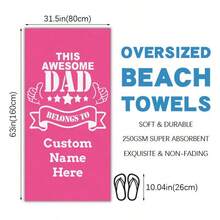 1Pc Simple Beach Towel, Extra-Large Microfiber Quick-Drying Absorbent Beach Towel, Anti-Sand Beach Blanket For Dad, Suitable For Travel, Swimming Pools, Gyms, Beaches, Vacation Necessities, Beach Accessories, Swimming Pool Float Shower Towels For Beaty Salon, Hotel Sports,Home Essentials, Towel, Skin Care - Multicolor - View 12