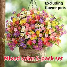 5 Packungen UV-beständige künstliche Gänseblümchenblumen - mehrfarbige Kunststoff-Kunstpflanzen für Garten, Veranda, Fensterbank und Wohndekoration, ideal für Hochzeiten, Verlobungen und ganzjährige Verwendung, im Innen- und Außenbereich, ohne Behälter, geeignet für Ostern, St. Patricks Tag, Ramadan, Muttertag, Memorial Day