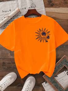 Maglietta casual da donna a manica corta con scollo tondo