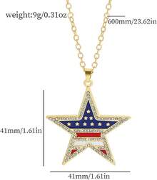 4th Of July Necklace Patriotic Rhinestone Red Blue White American Flag Enamel Stars Heart USA Flags Sparkly Crystal CZ Pendant Necklace For Men Women Independence Memorial Day Fourth Of July Jewelry Gifts2025 - 星星項鍊 - 查看 3