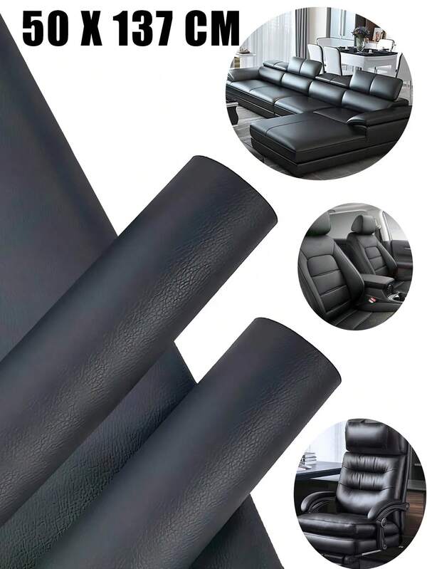 1 Rollo parche reparación negro,autoadhesivo para reparación vinilo,vinil para autos,kit de parches cortables para reacabado, kit de reparación para muebles, sofás, asientos de coche, sillas