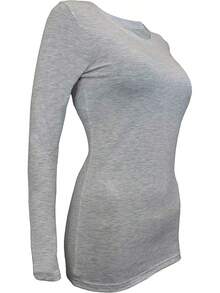 Women's Under Scrub Tee Crew Neck Long Sleeve-Shirt - Heather Charcoal - 查看 4